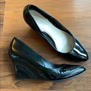 Cole Haan Black Patent Leather Wedge Pumps 7.5